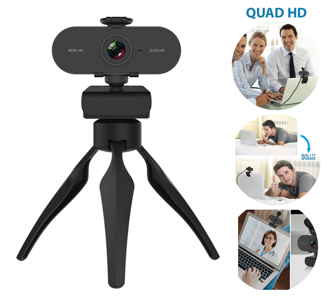 Cámara Web QHD USB con Micrófono y Trípode