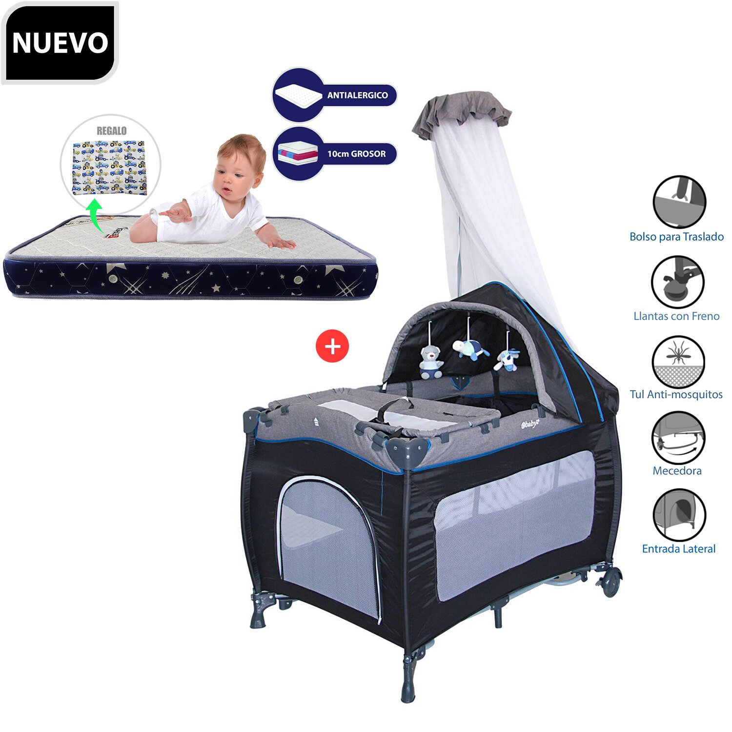 Cuna Corral Mecedora SALLY 716 + Colchón de 4"