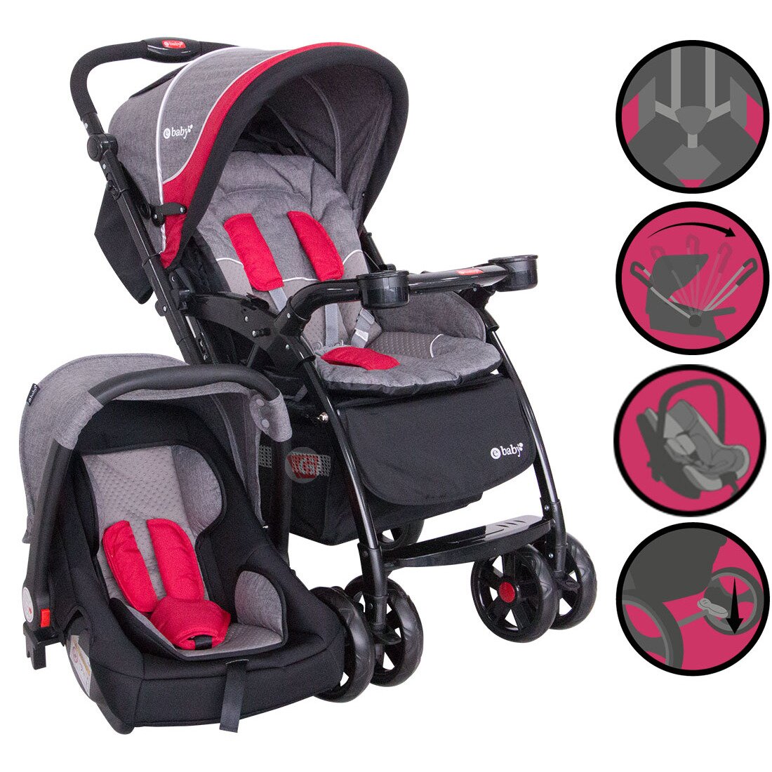 Coche Con Porta Bebe BRAVIAR 1092 Red