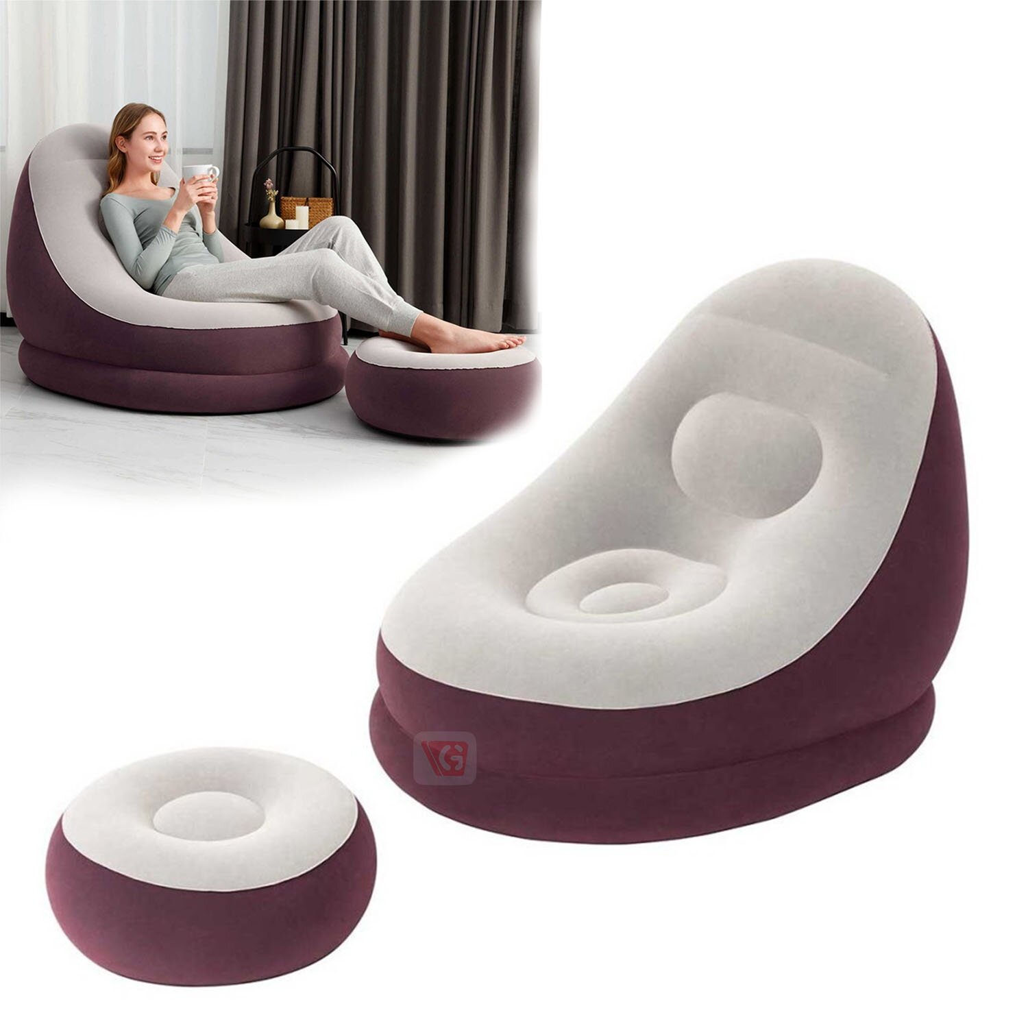 Sillon Inflable Con Poof