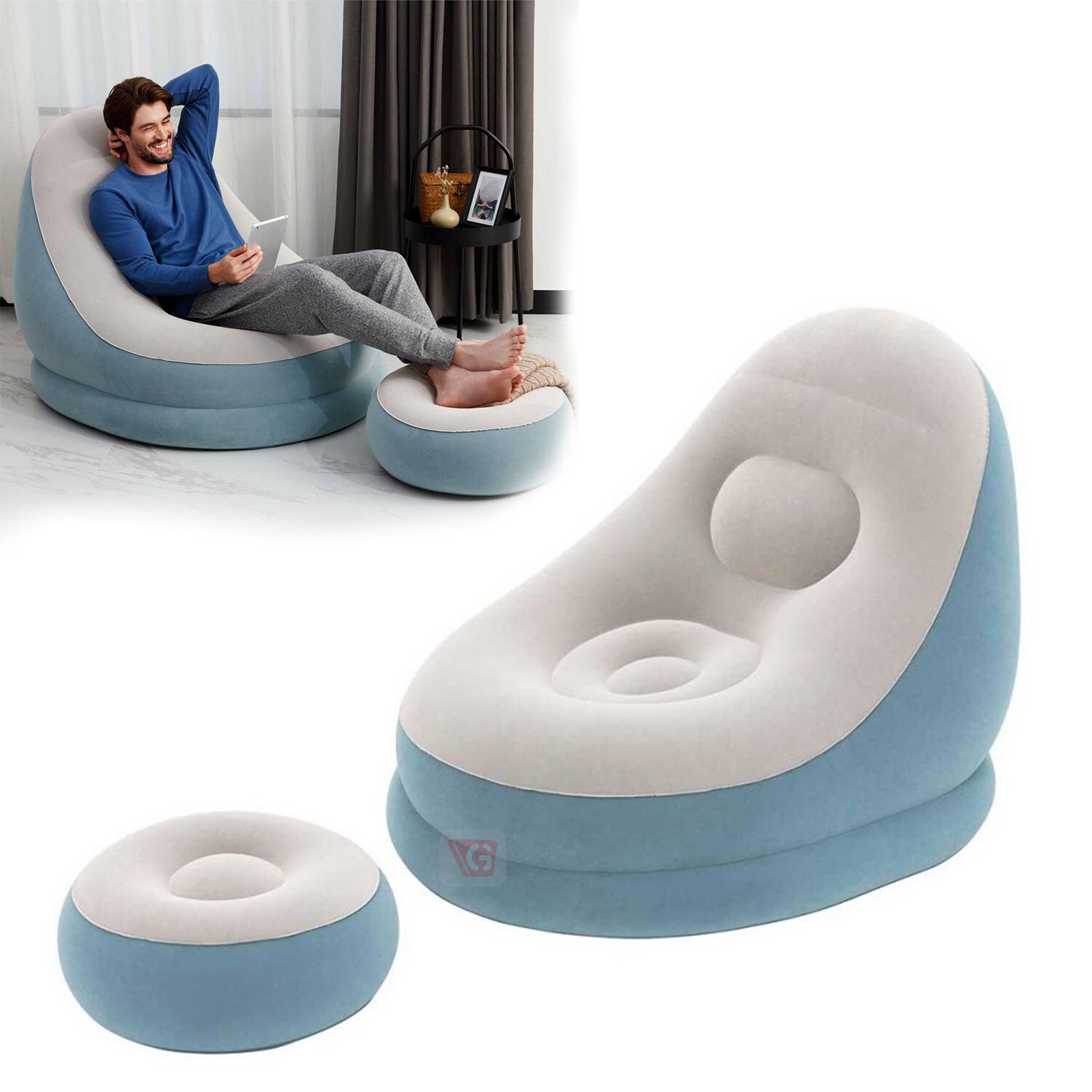 Sillon Inflable Con Poof