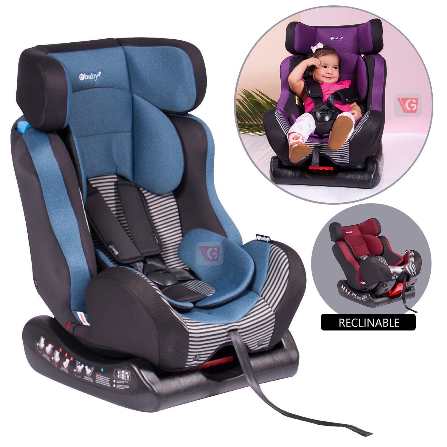 Silla para Auto Reclinable "FIREZA" Azul