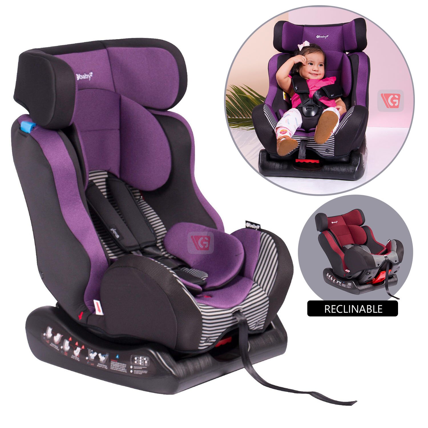 Silla para Auto Reclinable "FIREZA" Morado