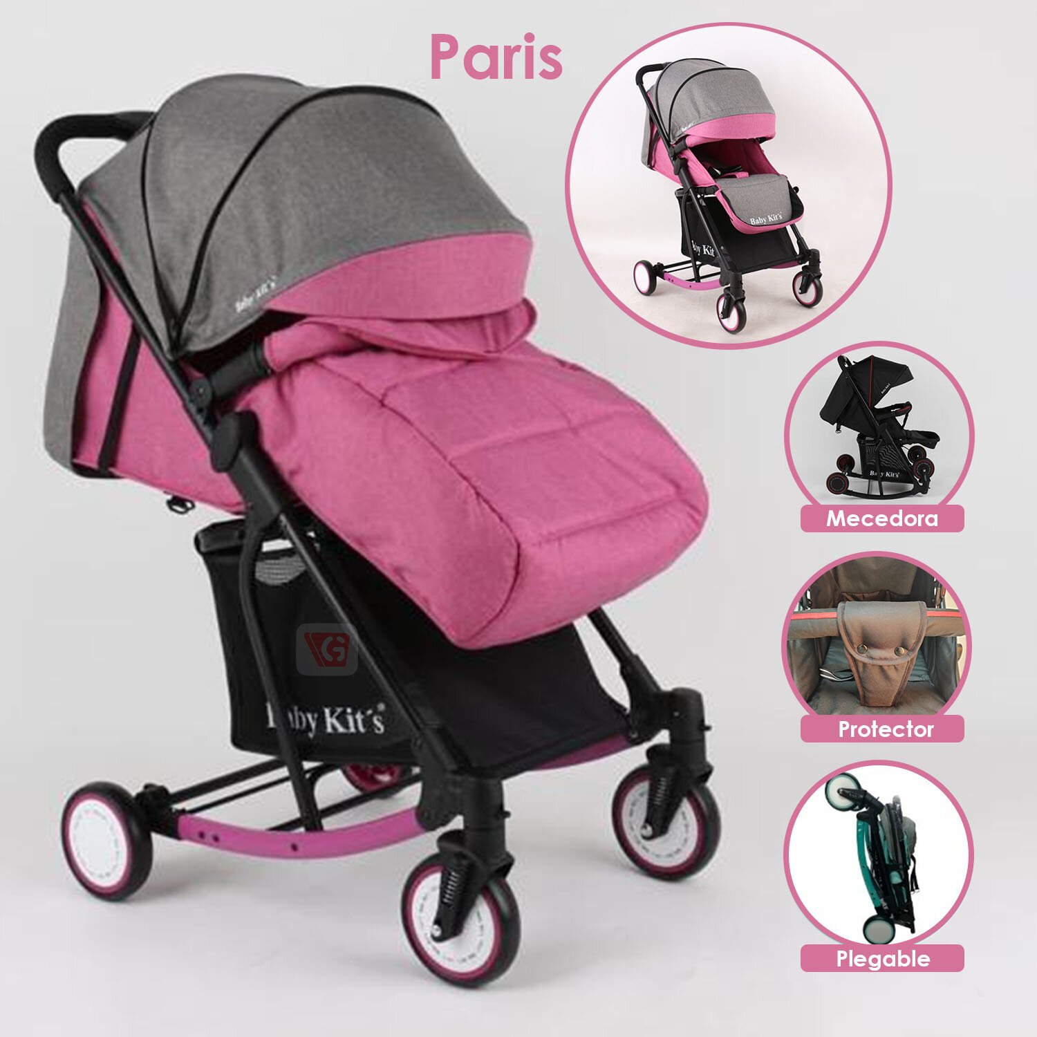 Coche Cuna Mecedora Baby Kits PARIS
