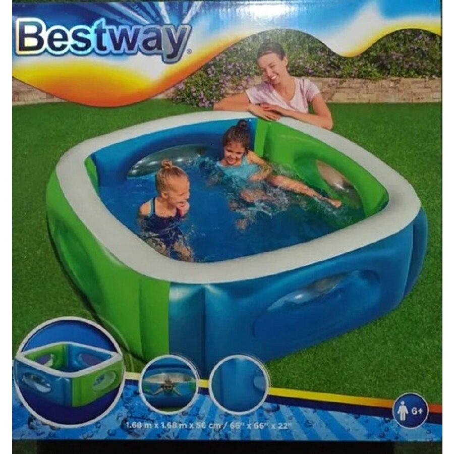 Piscina Inflable Cuadrada con ventanas 168x56cm