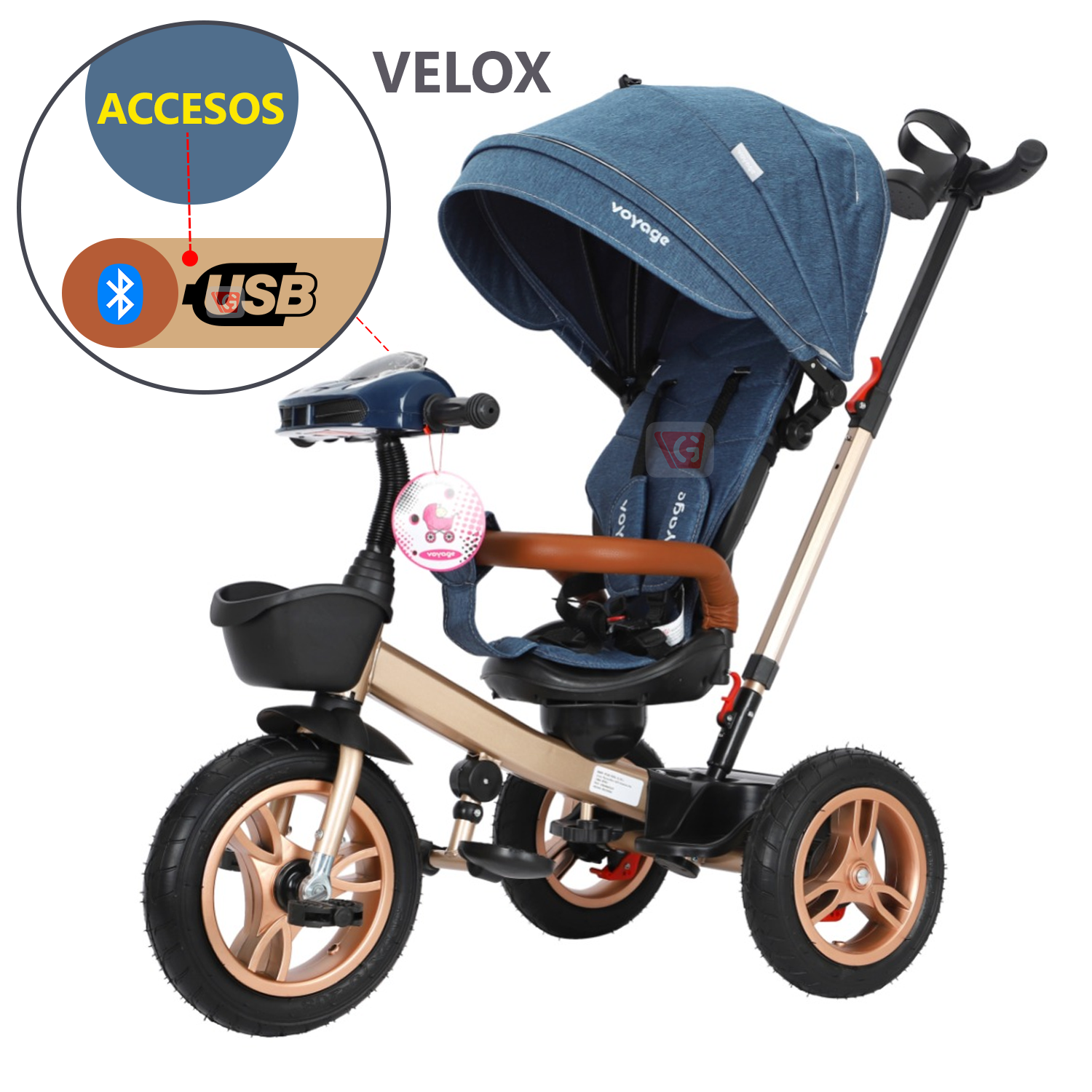 Triciclo Guiador VELOX VGT-78RU Blue