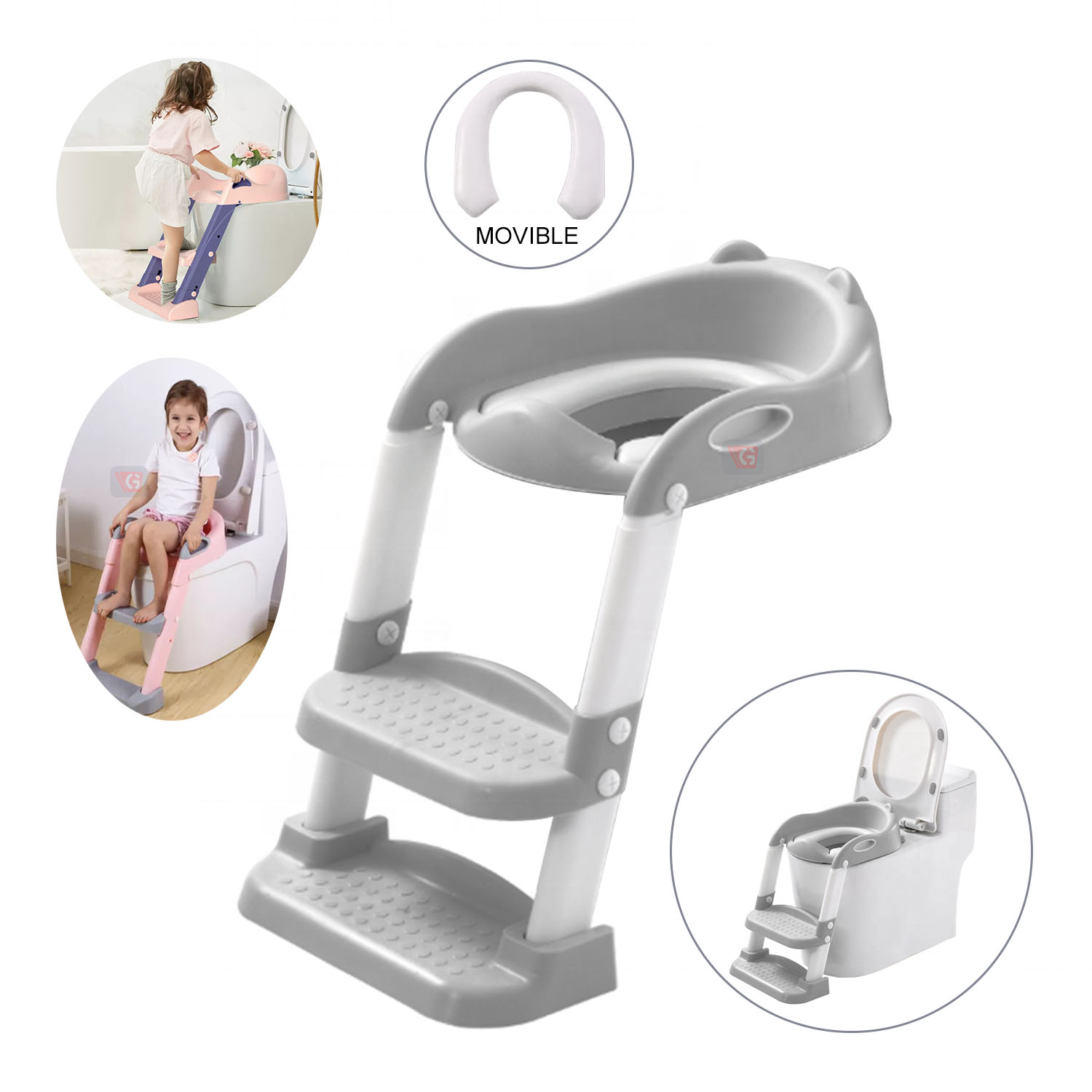 Asiento De Entrenamiento Para Niños con Escalera Gris