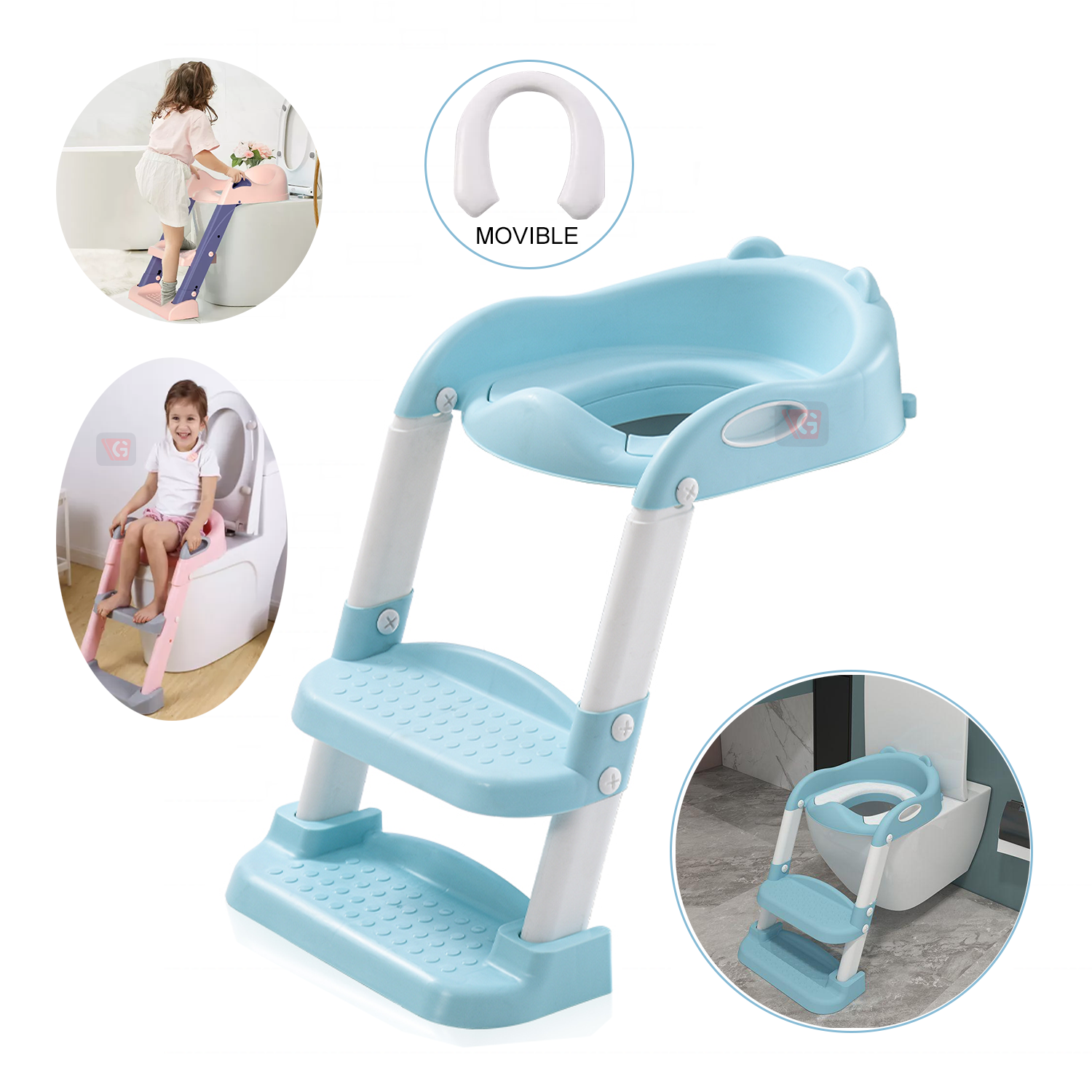 Asiento De Entrenamiento Para Niños con Escalera Celeste