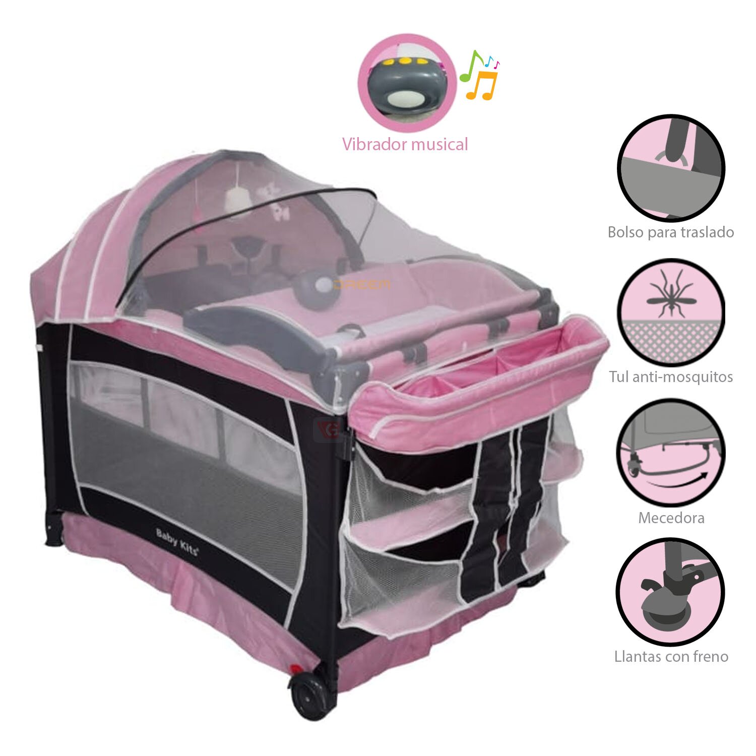 Cuna Corral Para Bebe Verona Rosado