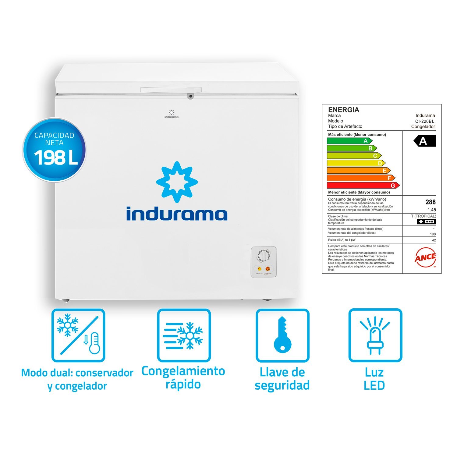 Congeladora  Defrost 198Lts CI-220BL Blanco