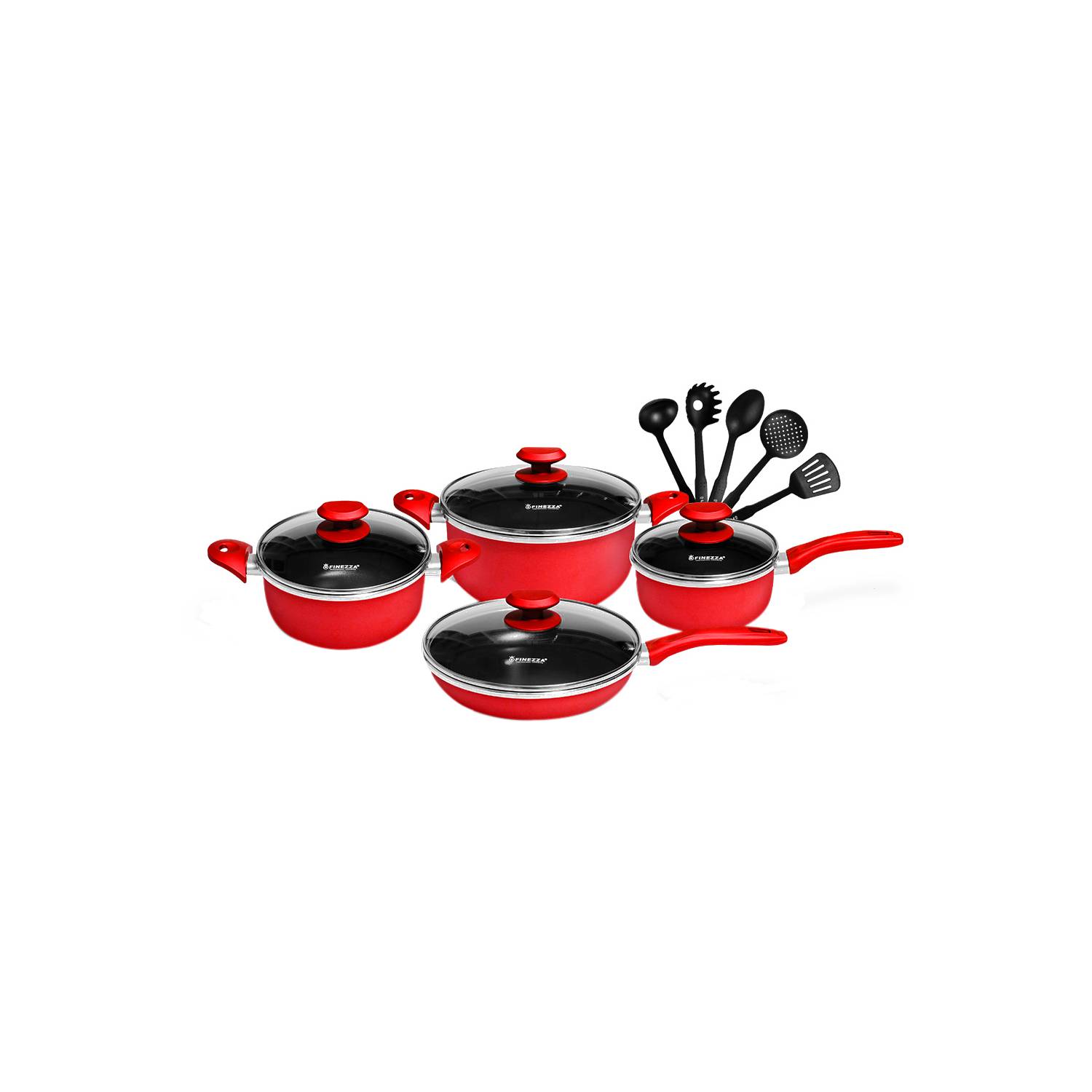 SET DE OLLAS ANTIADHERENTES DE 13 PZAS FZ-1658T ROJO