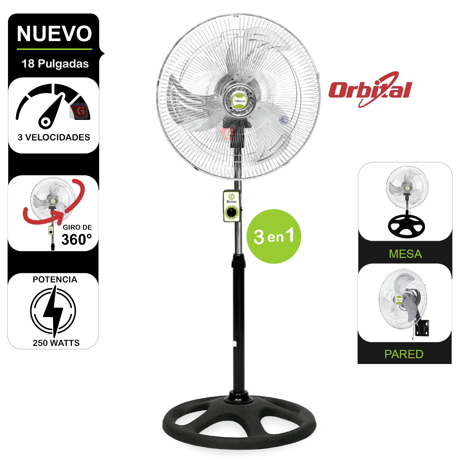 Ventilador Orbital de 18″ 250 W BK-8220VO
