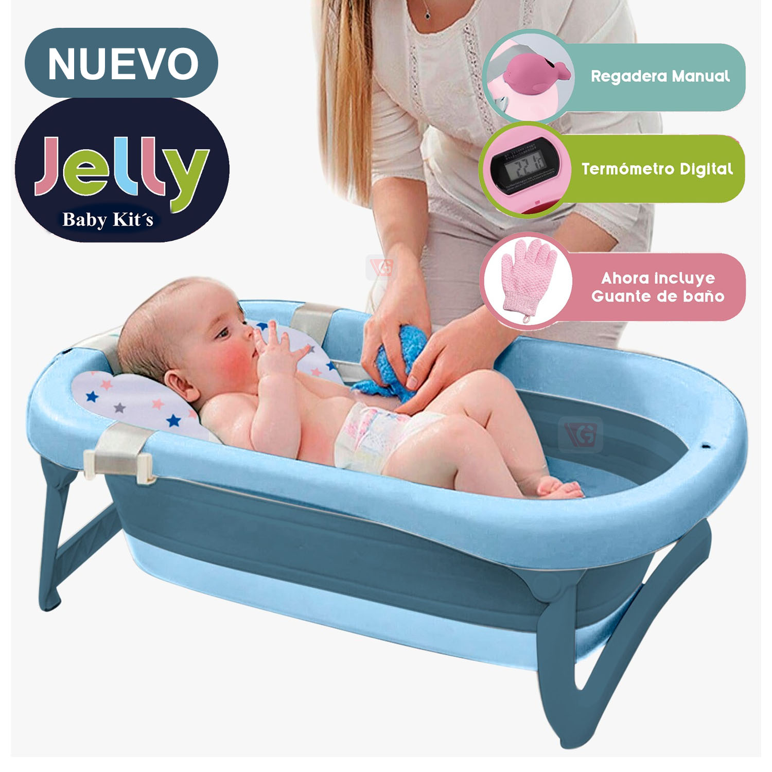 Tina Pleglable "JELLY" Con Termostato BLUE