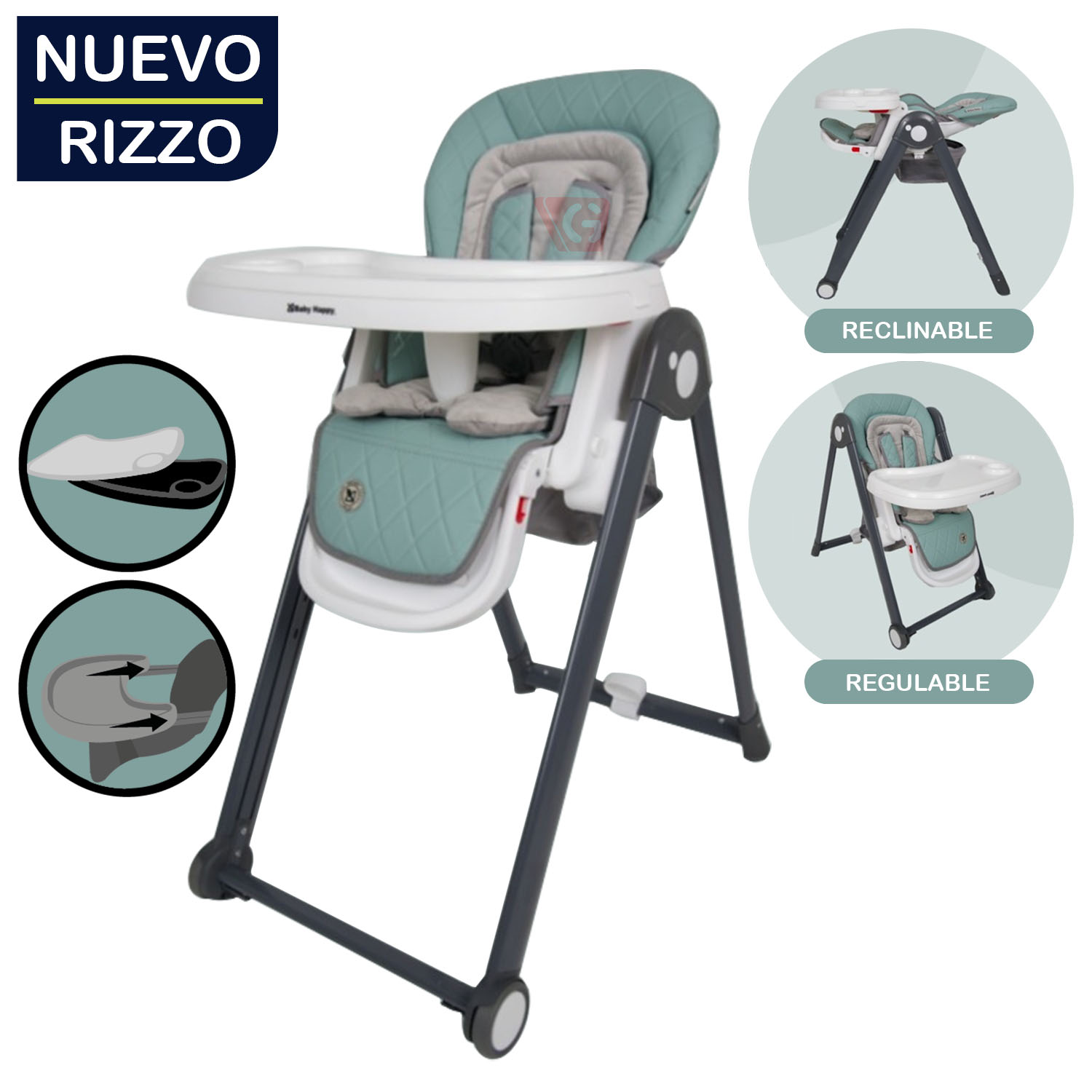 Silla de Comer Graduable 2010 «RIZZO» Verde