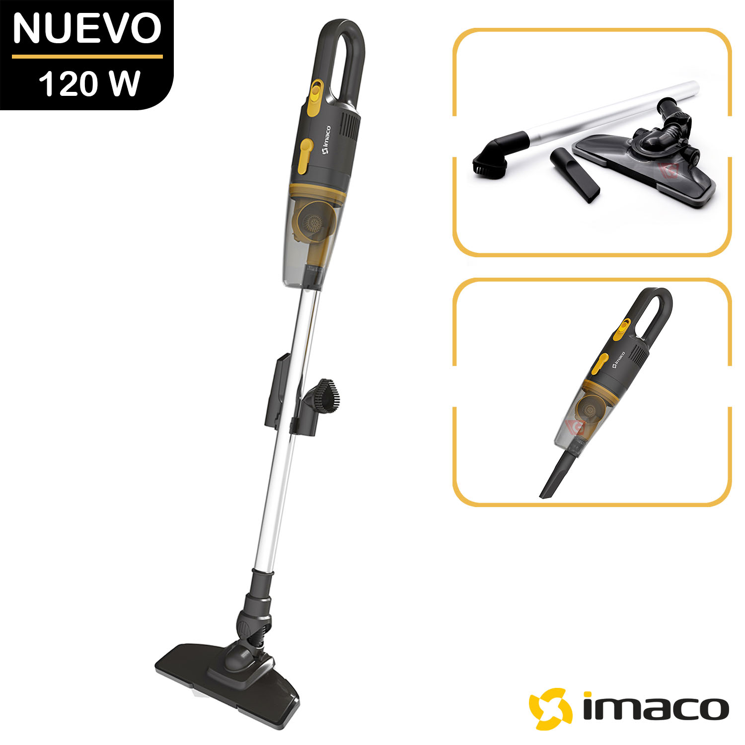 Aspiradora vertical recargable Imaco 120W ia120m Gris