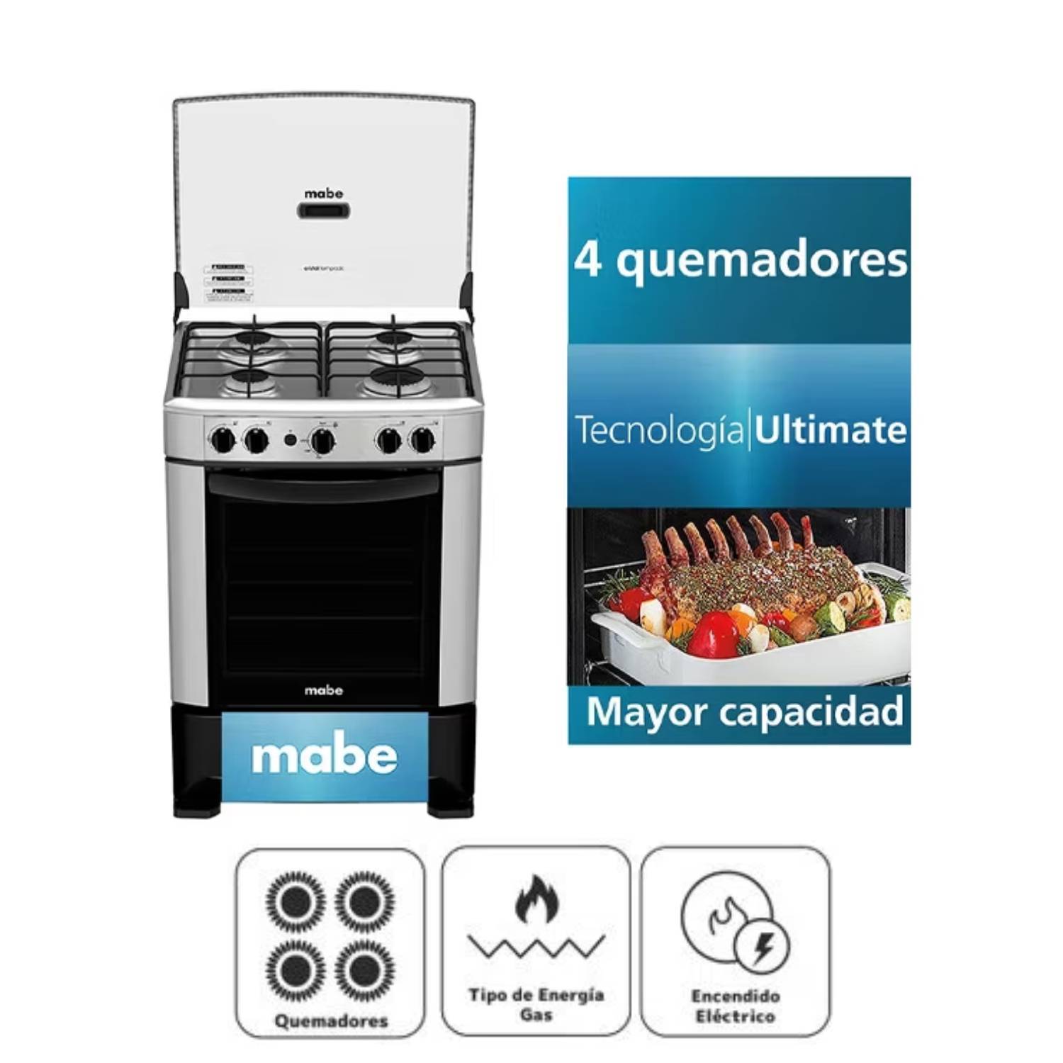 Cocina Mabe CMP6014AG0 4 quemadores silver