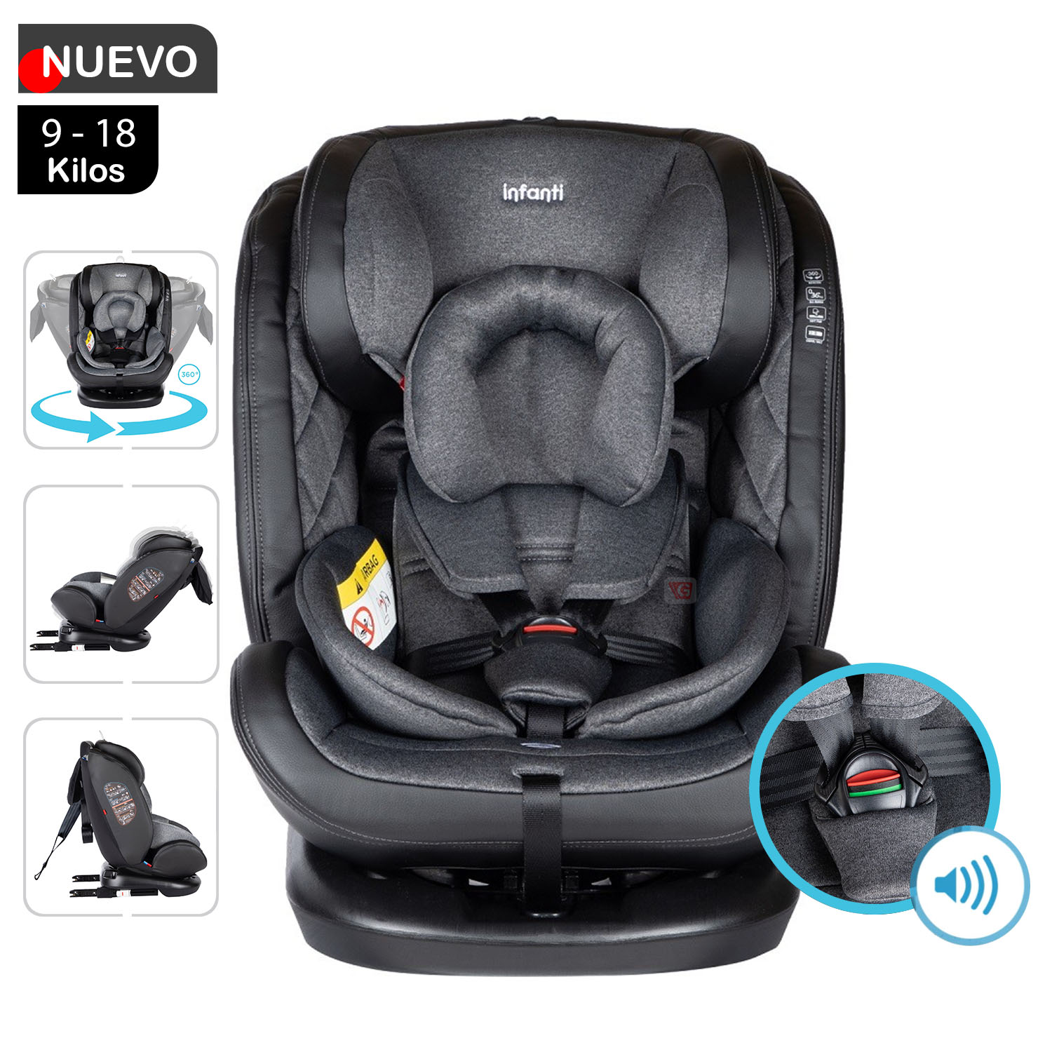 Silla de Auto Convertible I-GIRO 360 Dark Grey