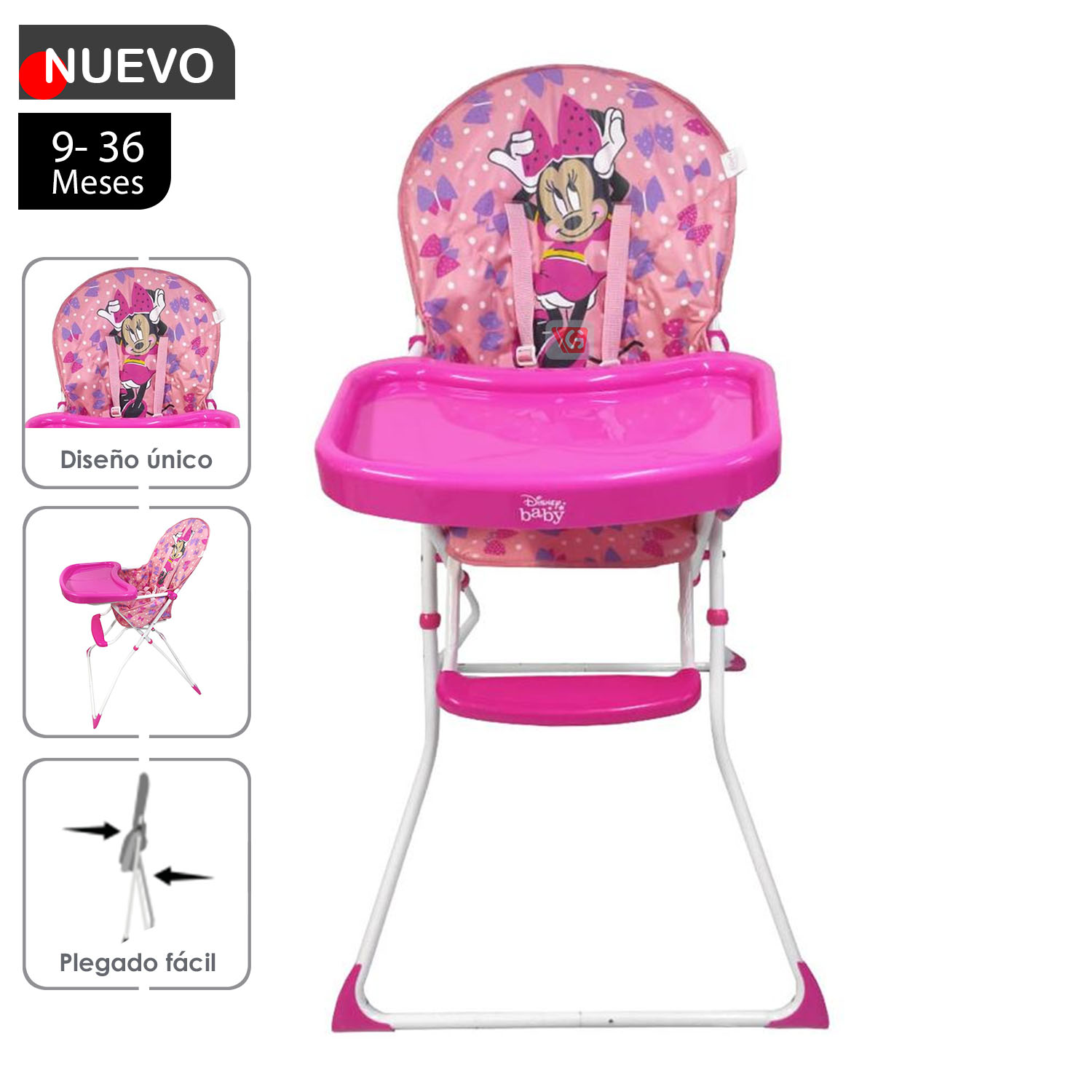 Silla de Comer plegable Minnie Rosado