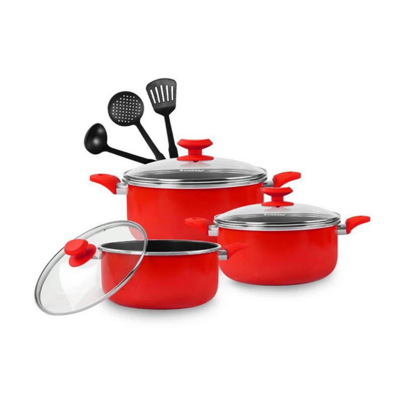 Set de Ollas Antiadherentes Finezza FZ-1651T Rojo