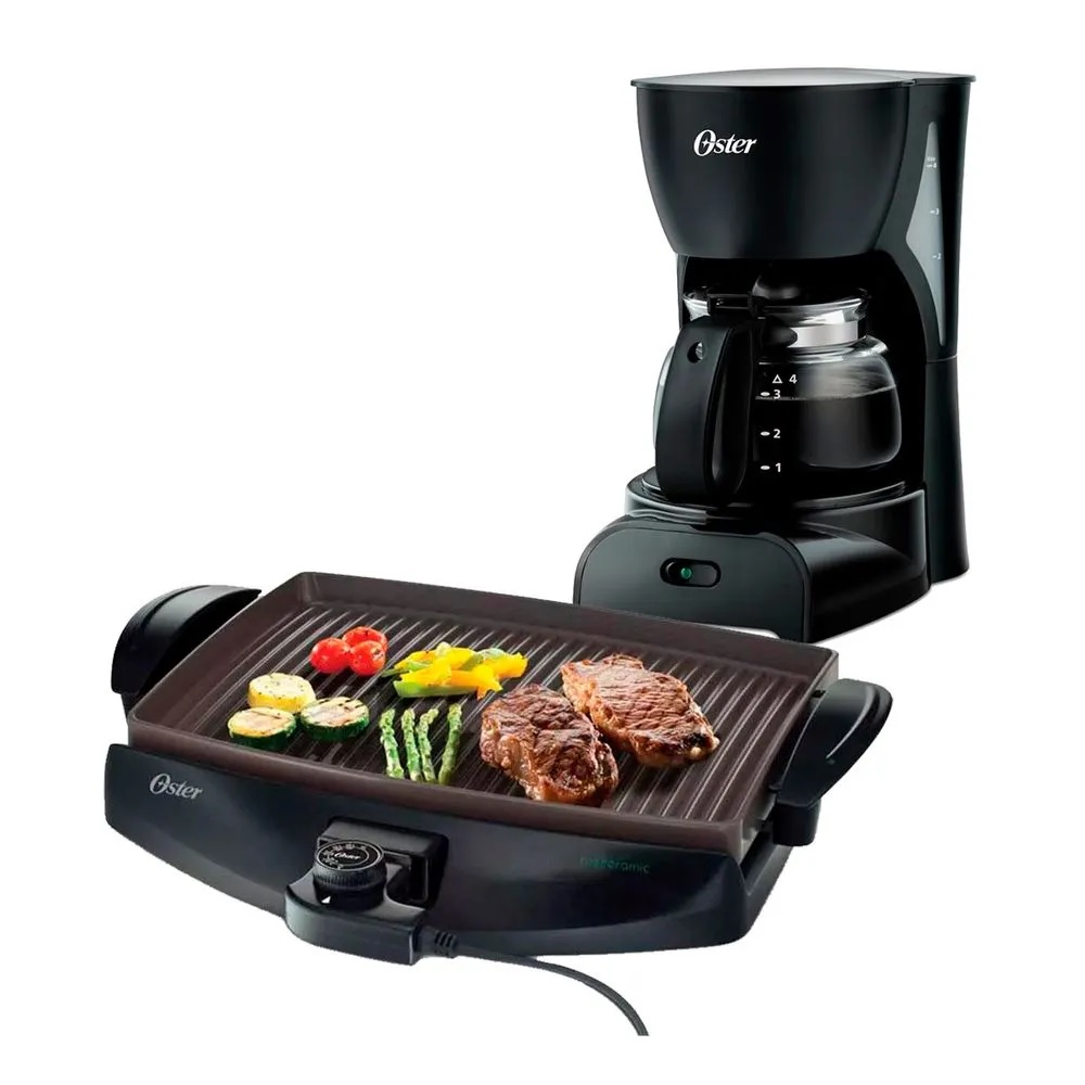 Combo Oster Parrilla Bioceramic CKSTGR4768  + Cafetera BVSTDCDR5B