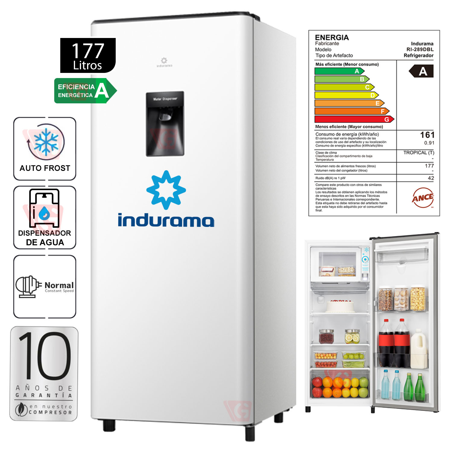 Refrigeradora Indurama 177 Lt Top Freezer RI-289DBL Blanco