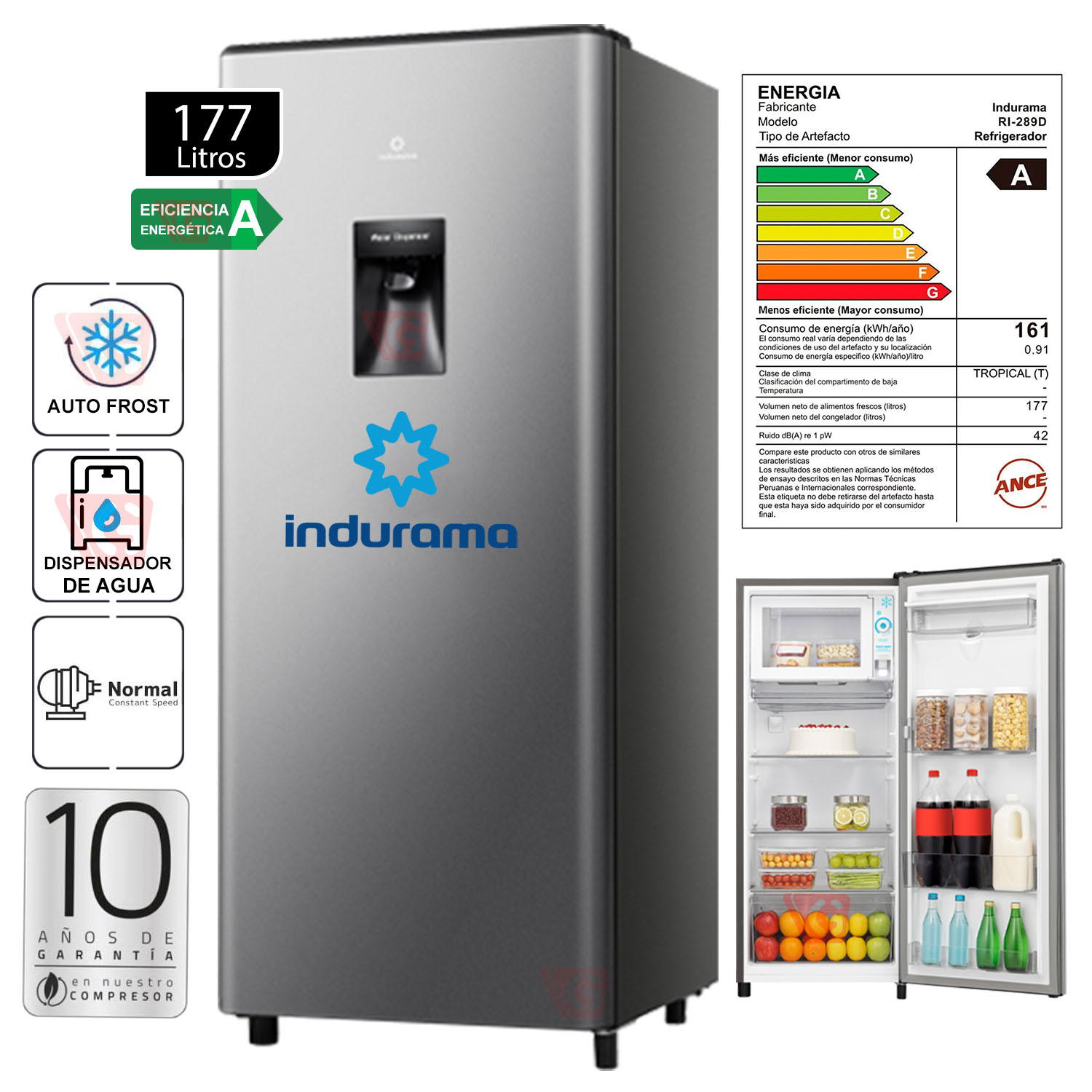 Refrigeradora Indurama RI-289D 177 litros