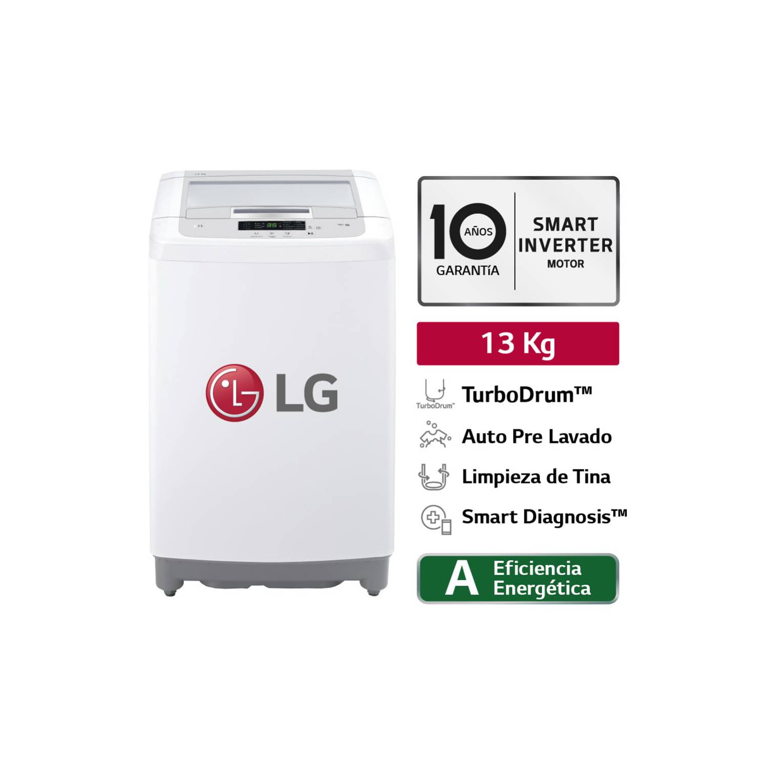 Lavadora LG WT13WPBK Smart Motion Carga Superior 13Kg