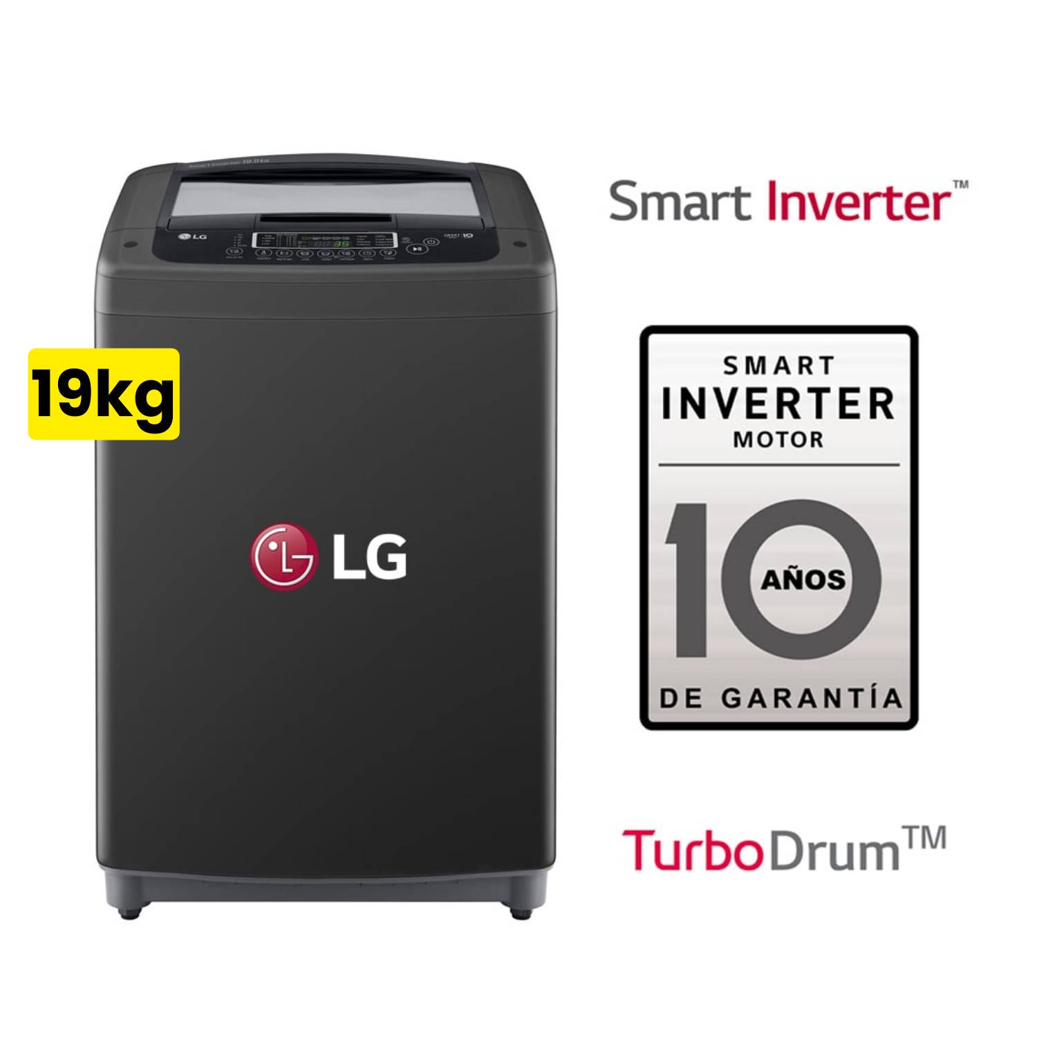 Lavadora WT19BPB 19Kg Smart Motion Carga Superior Negro Claro LG