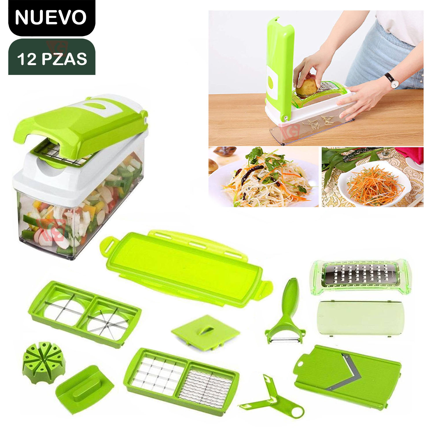 Picador rallador de frutas y verduras 12 pzas