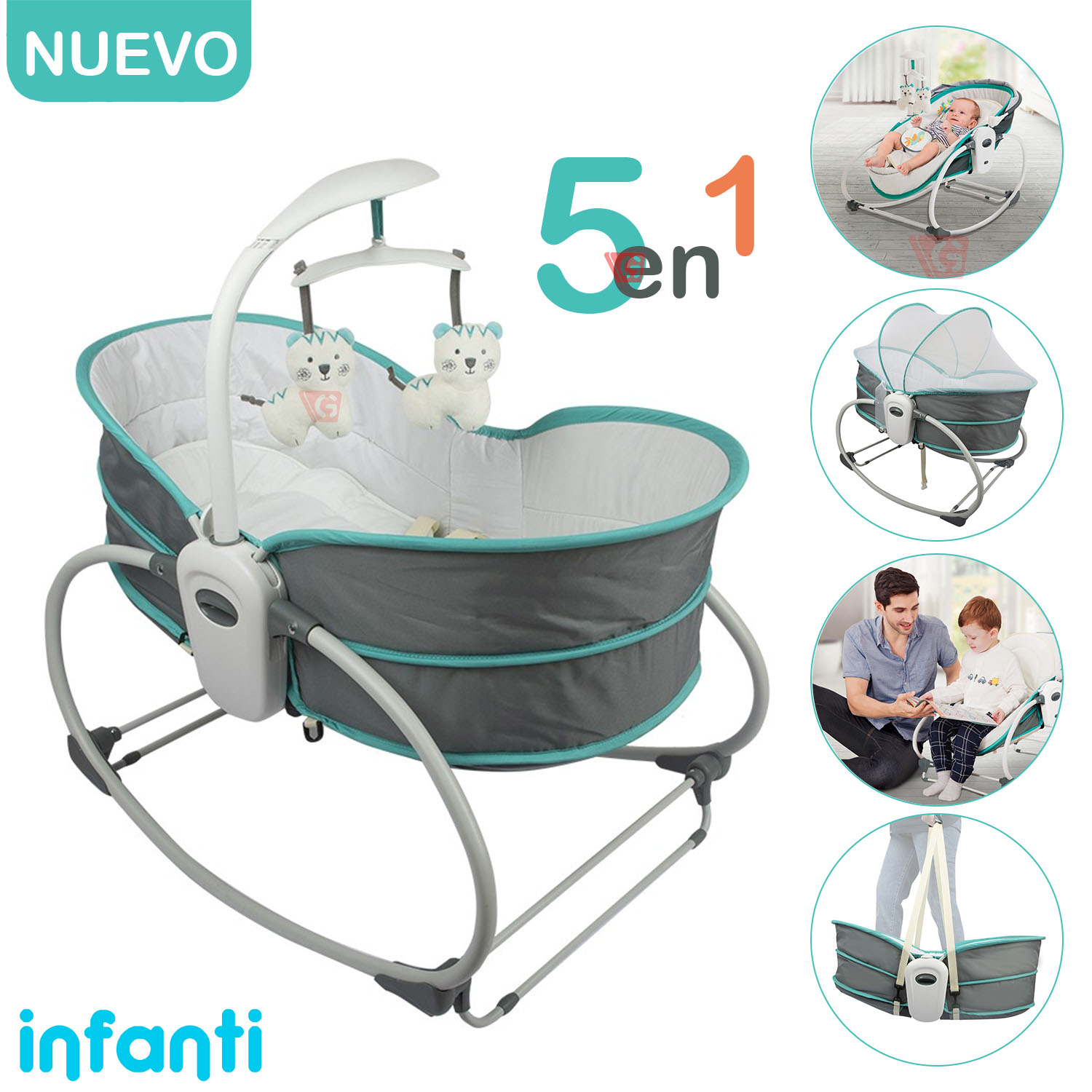 Silla Nido 5 en 1 ROCKER Verde  6537