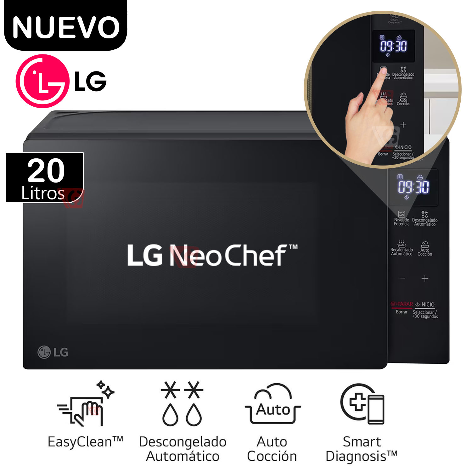 Horno Microondas MS2032GAS 20L con EasyClean LG