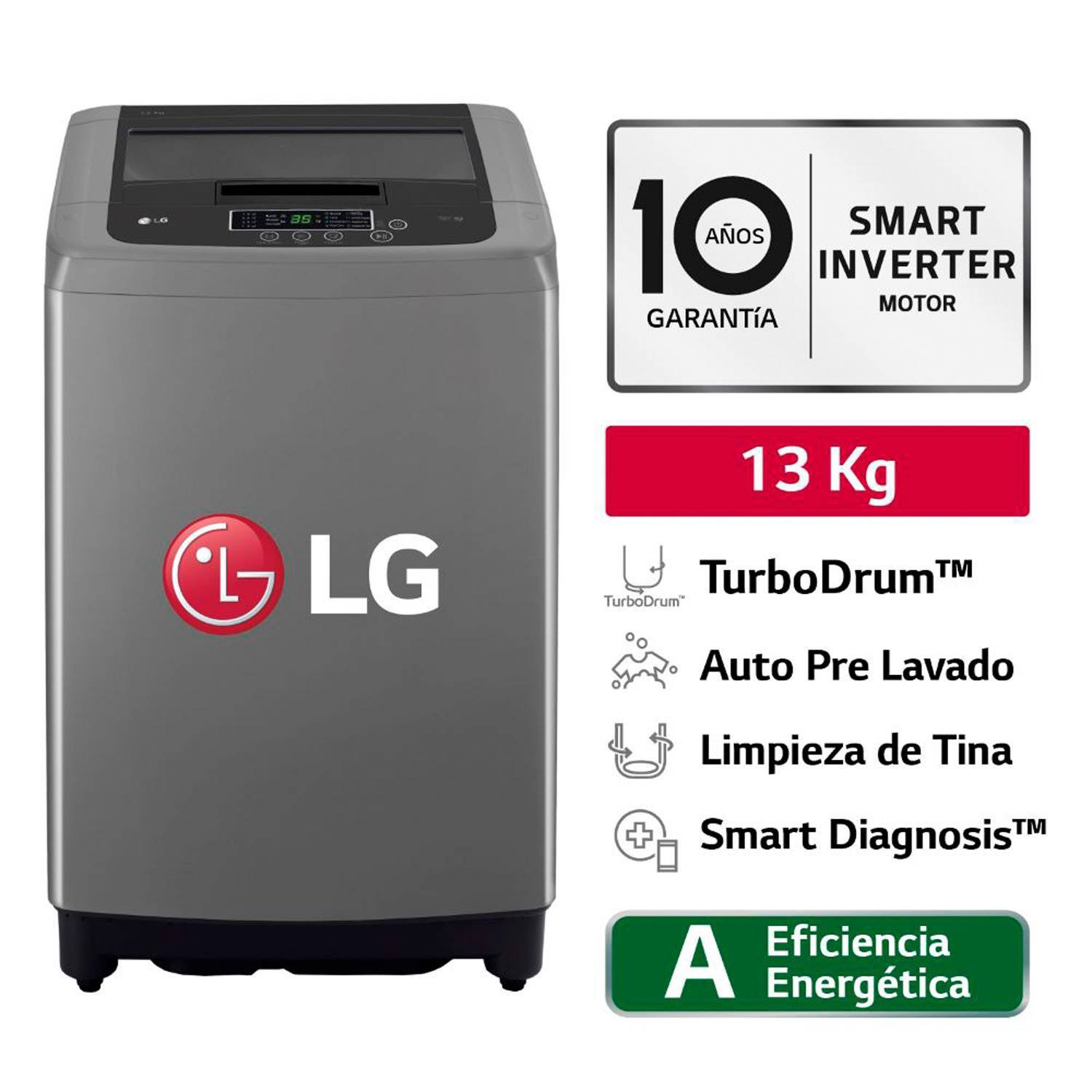 Lavadora WT13BPBK 13kg Smart Motion Carga Superior Negro Claro LG