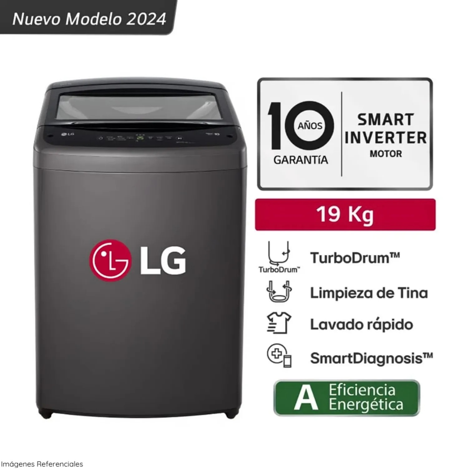 Lavadora LG 19 Kg TurboDrum Carga Superior Negro WT19BVTB