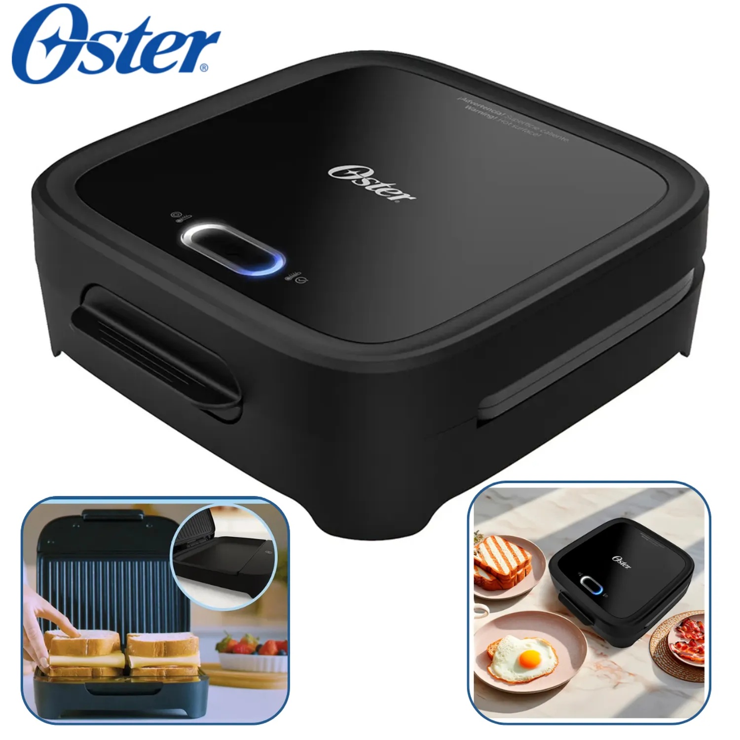Sandwichera Compacta con Platos Hondos Negro CKSTSM400 Oster