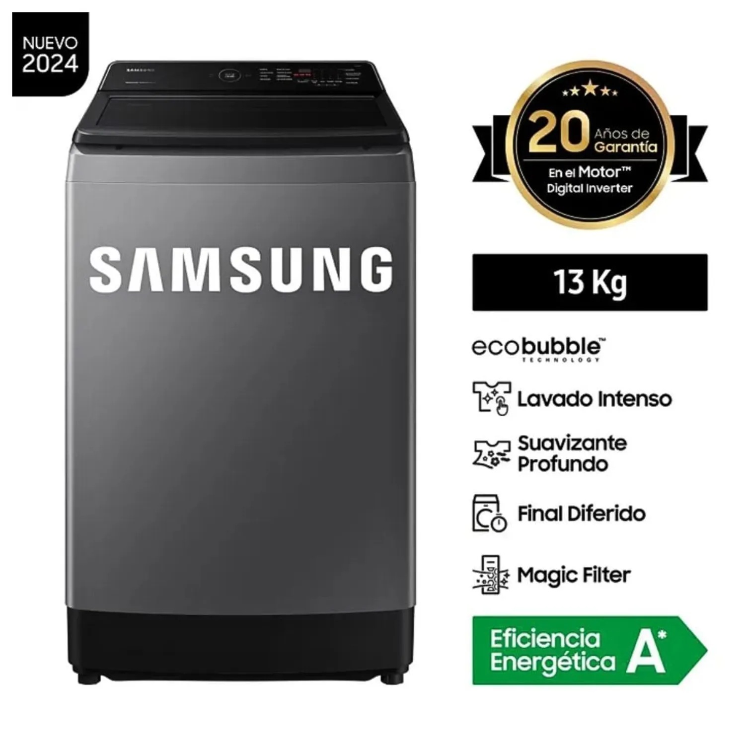 Lavadora Samsung 13Kg Carga Superior EcoBubble WA13CG5441BD