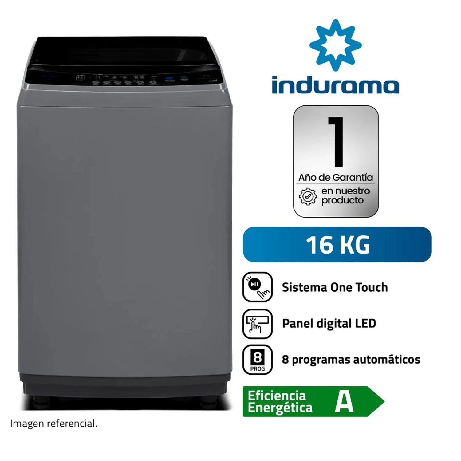 Lavadora Automatica Indurama 16KG LRI-16DGR