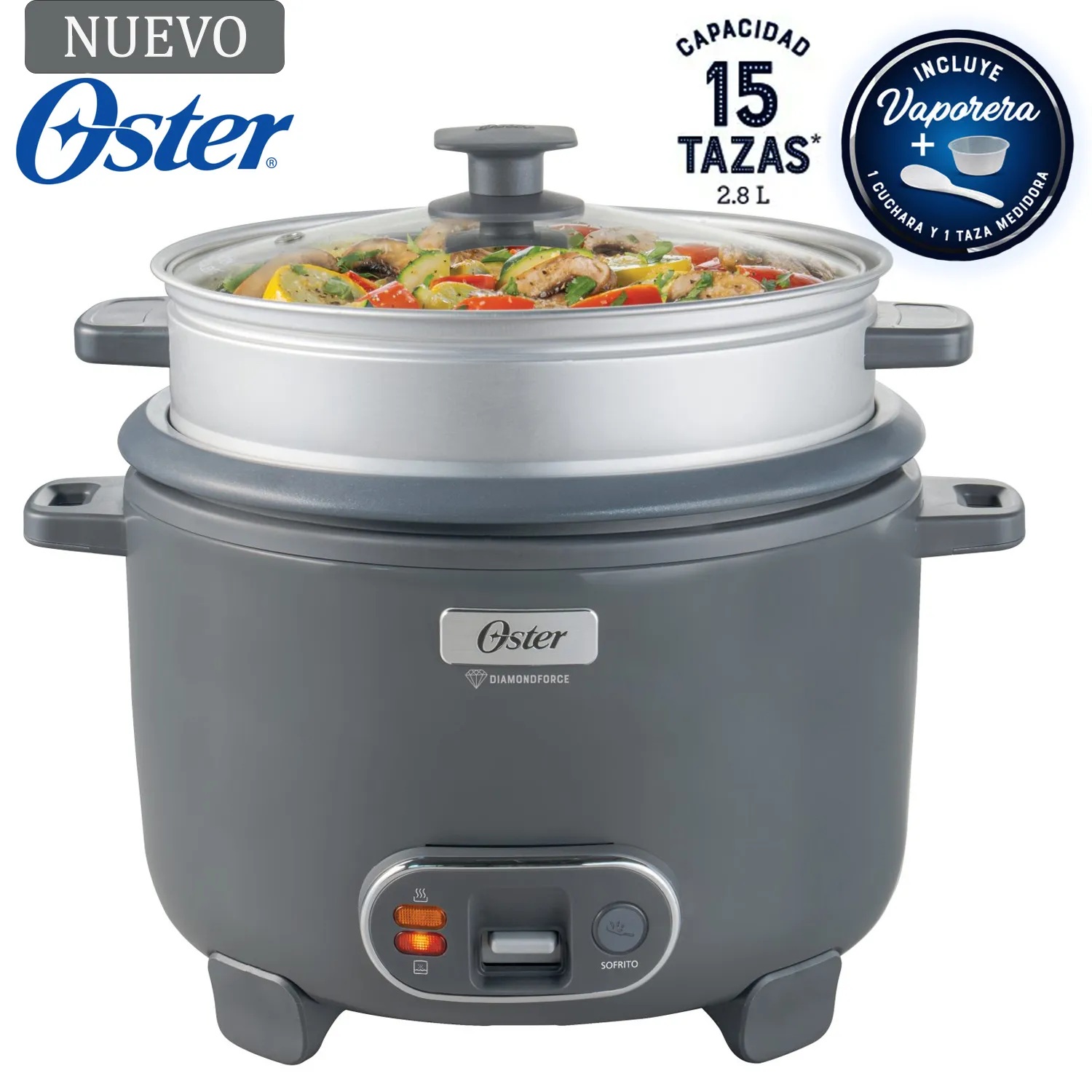 Olla Arrocera DiamondForce Oster Gris CKSTRC15DFSKE
