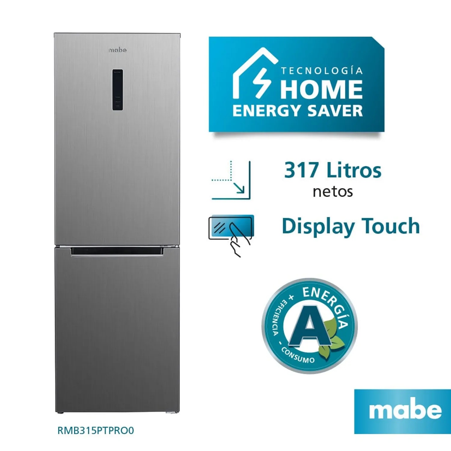 	 Refrigerador Bottom Freezer 317 L Netos Inox Mabe - RMB315PTPRO0