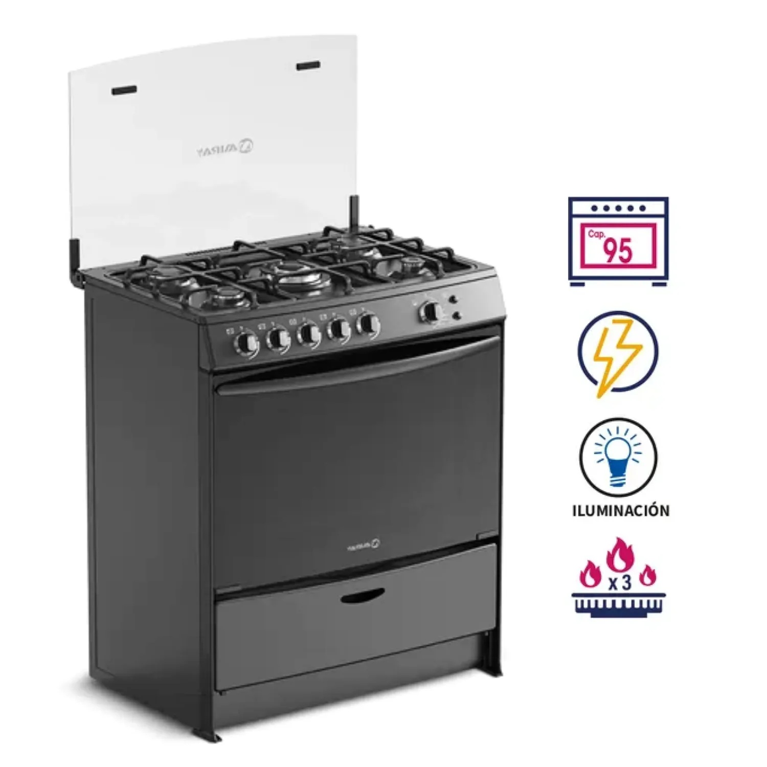 	 Cocina a Gas Miray AZALEA PLUS GLP 5 Hornillas